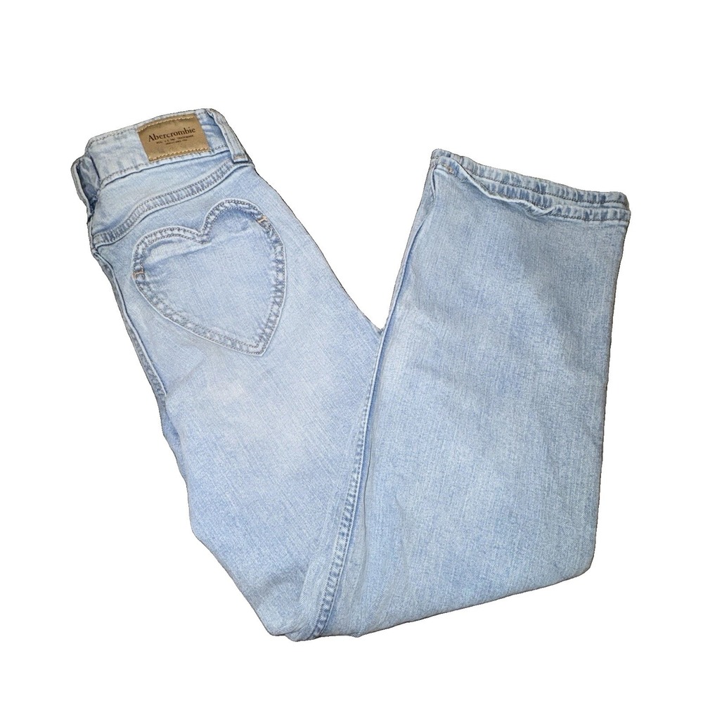Abercrombie Kids High Rise Wide Leg 11/12 Light Wash Skater School Baggy Jeans